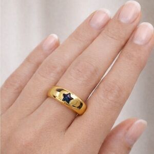 NWT Petit Moments Gold Ring with Blue Star Accent, Size 6